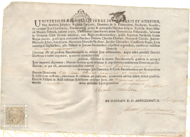 Título de Bachiller de la Universidad de Poitiers