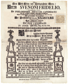 Cartel anunciador del examen para el grado universitario de maestro