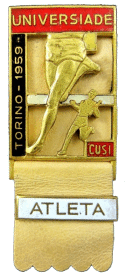 Medalla de atleta participante en la primera Universiada celebrada en Turín (Italia)