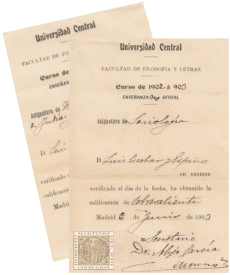 Papeletas de examen de la Universidad Central