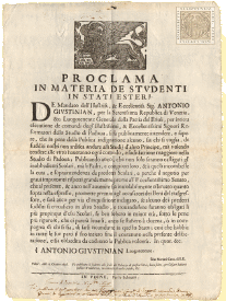 Proclama in materia de studenti in stati e steri