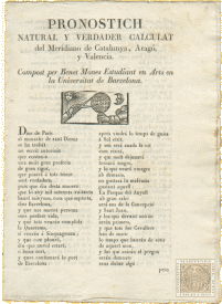 Pronostich natural y verdader calculat del Meridiano de Catalunya, Arag¾ y Valencia