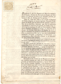 Decreto Real sobre regulación de las universidades del Reino