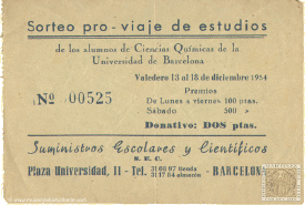 Sorteo pro-viaje fin de estudios de los alumnos de Ciencias Químicas de la Universidad de Barcelona