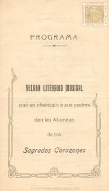 Velada literario musical que en obsequio a sus padres dan las alumnas de los sagrados corazones