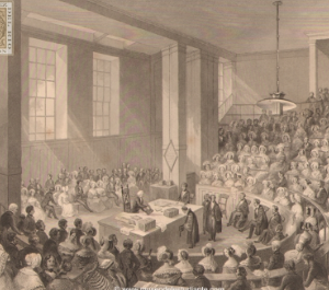 King's College. Distribución de los premios en el teatro por el Arzobispo de Canterbury