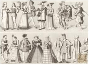 Trajes medievales del siglo XVI 1. Traje  académico (ca 1500) 2. Estudiante en traje  de gala