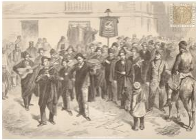 Cuestación hecha por los estudiantes del Colegio de San Fulgencio, por las calles de Murcia