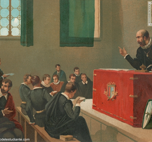 Melchor Cano explicando en la Universidad de Salamanca