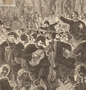 Los estudiantes españoles. Concierto dado en el Jardín de Tullerías, el jueves 7 de marzo por la Estudiantina Española
