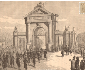 Entrada de la Estudiantina en Madrid por la Puerta de San Vicente