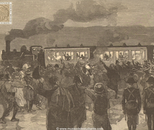 El tren de la princesa Amelie y la familia de Orleans aclamados a su paso por Salamanca, por el pueblo y los estudiantes